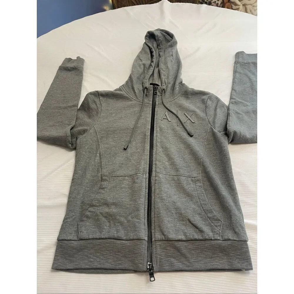 Armani Exchange Grey Zip Up Jacket Hoodie Size Small